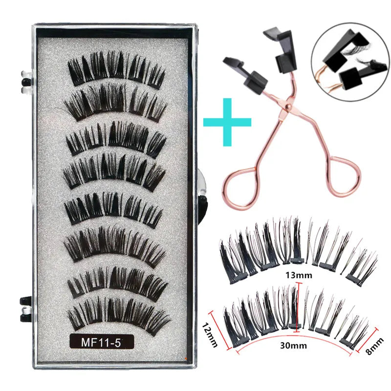 Cílios Magnéticos Natural Reutilizáveis - 4 Pares com 5 Imãs Cada