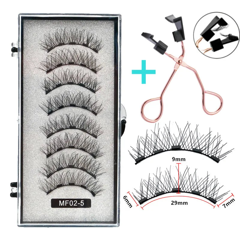Cílios Magnéticos Natural Reutilizáveis - 4 Pares com 5 Imãs Cada