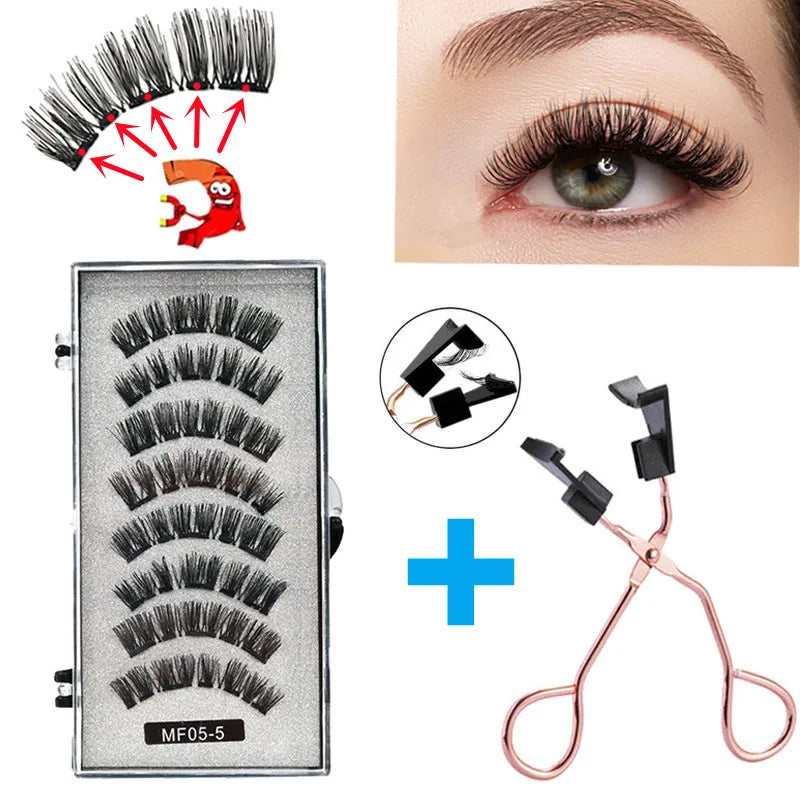 Cílios Magnéticos Natural Reutilizáveis - 4 Pares com 5 Imãs Cada