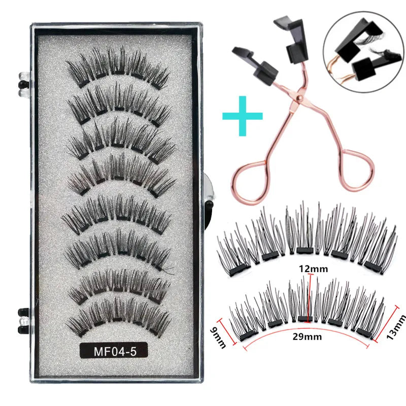 Cílios Magnéticos Natural Reutilizáveis - 4 Pares com 5 Imãs Cada