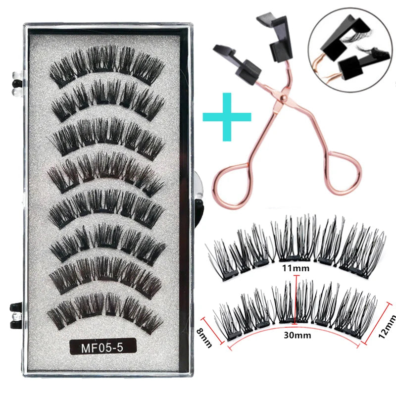 Cílios Magnéticos Natural Reutilizáveis - 4 Pares com 5 Imãs Cada