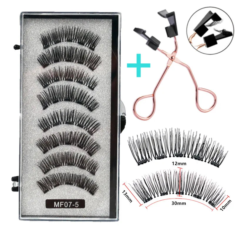 Cílios Magnéticos Natural Reutilizáveis - 4 Pares com 5 Imãs Cada