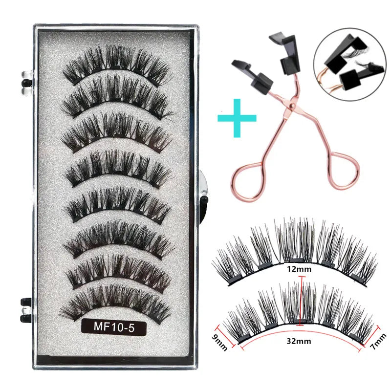 Cílios Magnéticos Natural Reutilizáveis - 4 Pares com 5 Imãs Cada