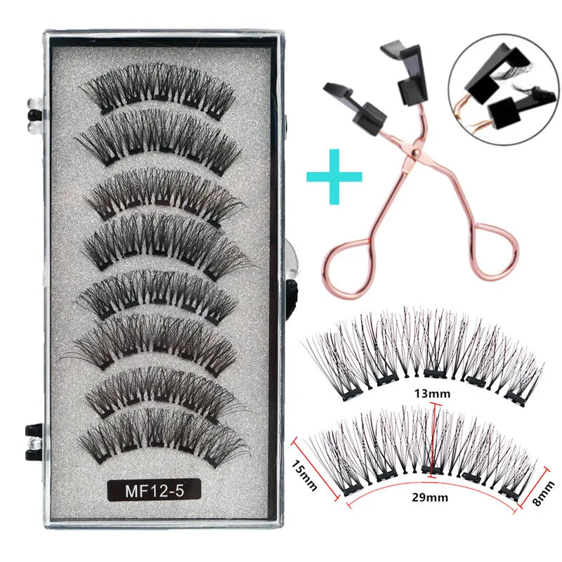 Cílios Magnéticos Natural Reutilizáveis - 4 Pares com 5 Imãs Cada