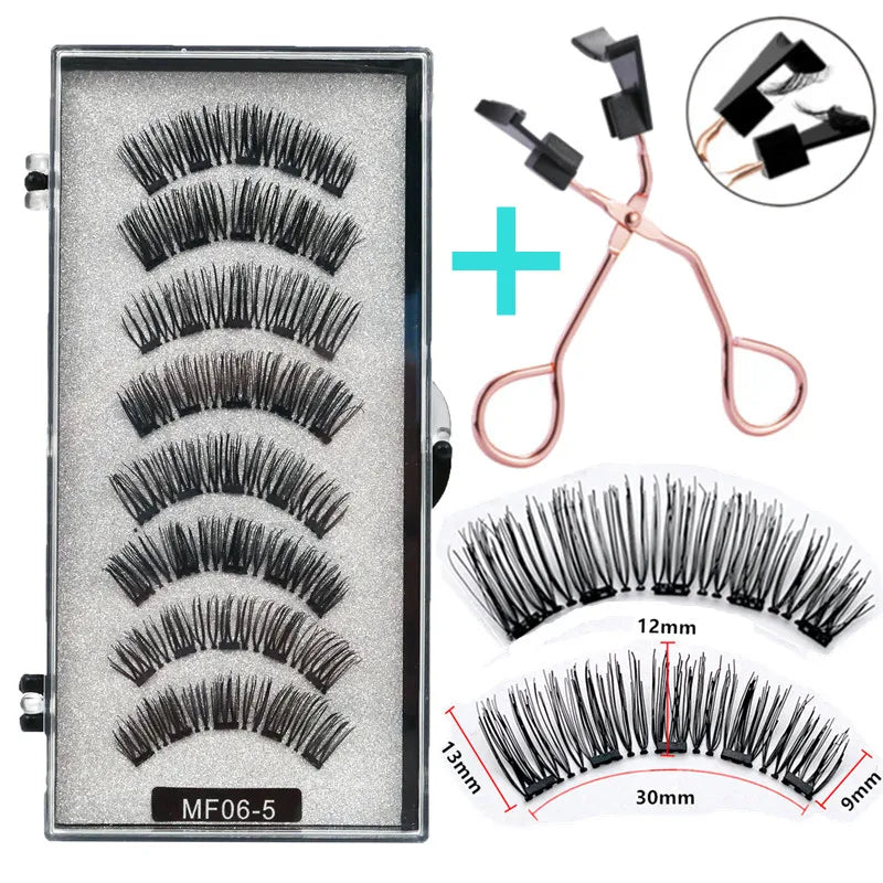 Cílios Magnéticos Natural Reutilizáveis - 4 Pares com 5 Imãs Cada