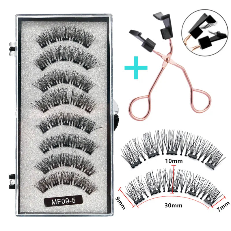Cílios Magnéticos Natural Reutilizáveis - 4 Pares com 5 Imãs Cada