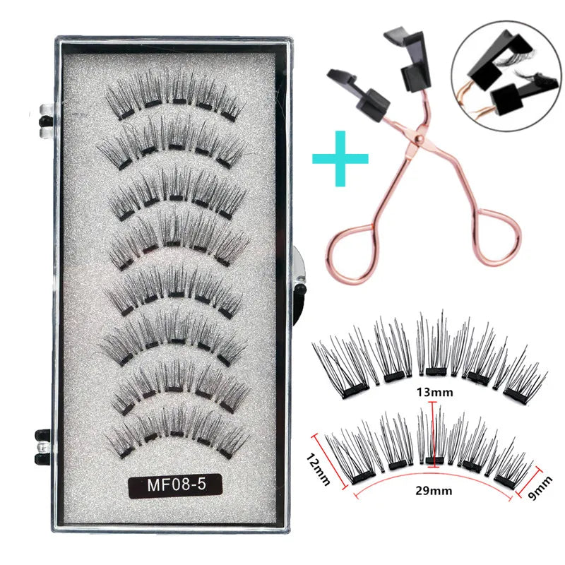 Cílios Magnéticos Natural Reutilizáveis - 4 Pares com 5 Imãs Cada