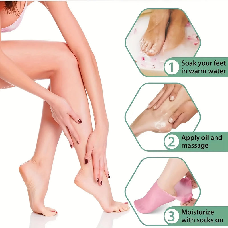 Meia Feminina de Silicone para Hidratar os Pés e Calcanhar