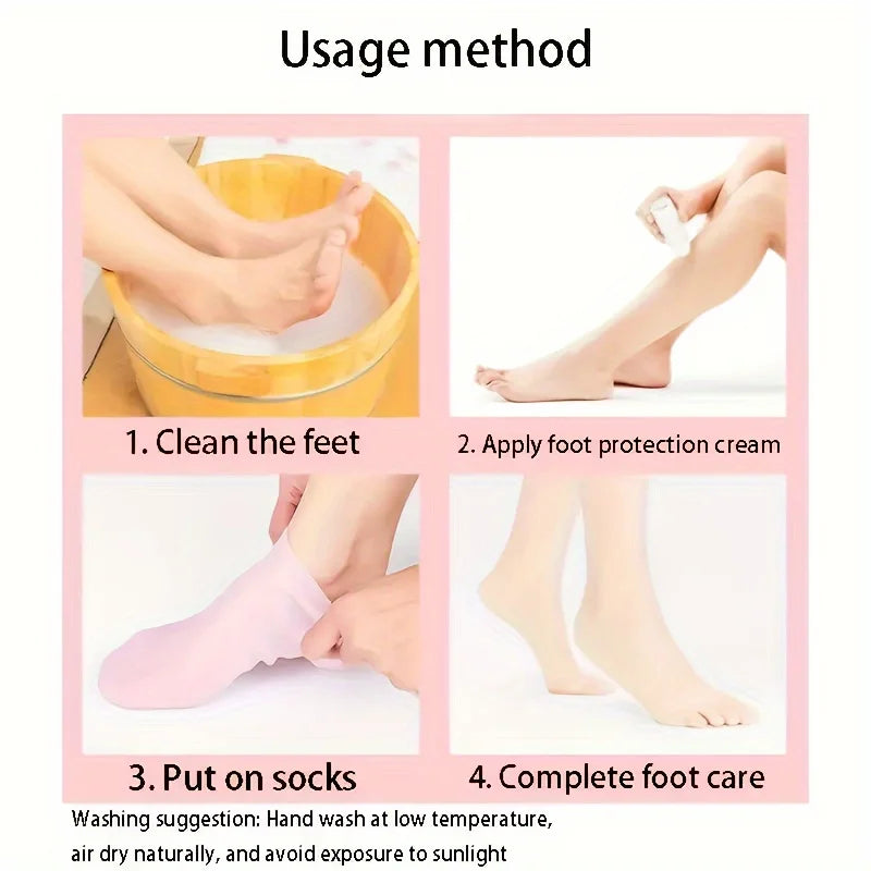 Meia Feminina de Silicone para Hidratar os Pés e Calcanhar