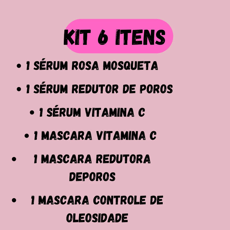 Kit Skincare Love com 6 Itens - Séruns e Máscaras Faciais